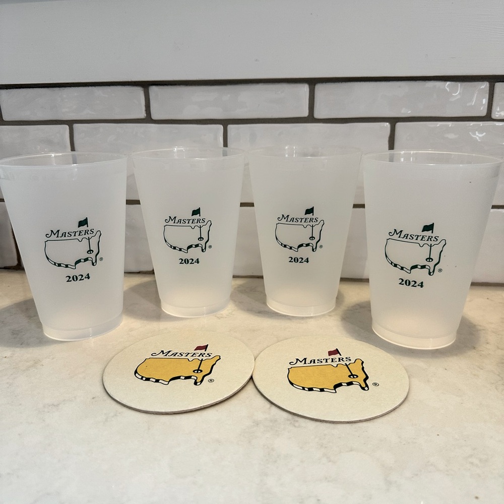 Set of 4 Masters 2024 frosted cups + 2 coasters